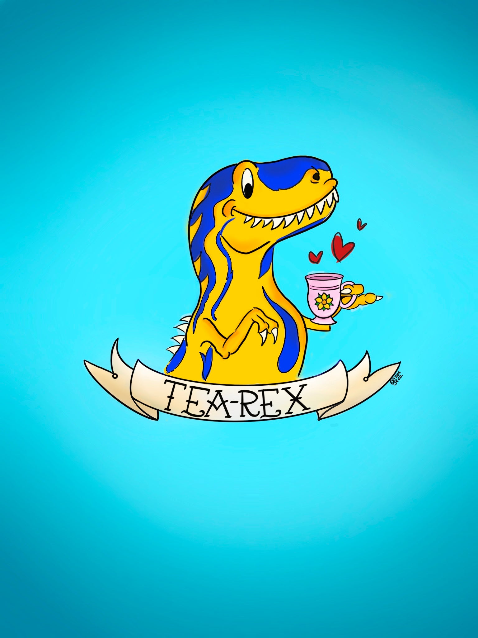 Punny Dino Vinyl Sticker - “Tea-Rex”