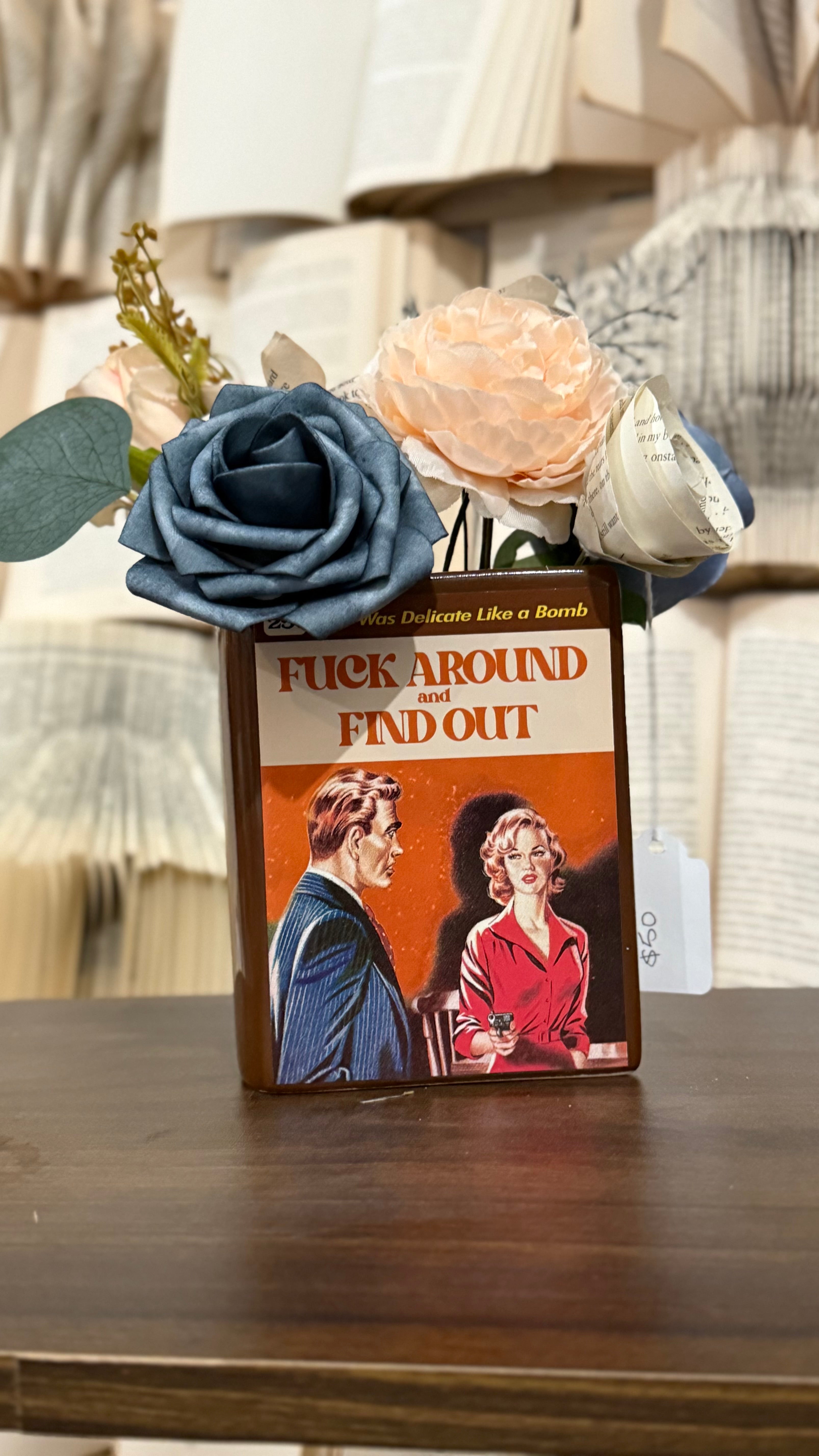 Funny Book Vase + Book Bouquet - “FAFO” Fuck Around & Find Out