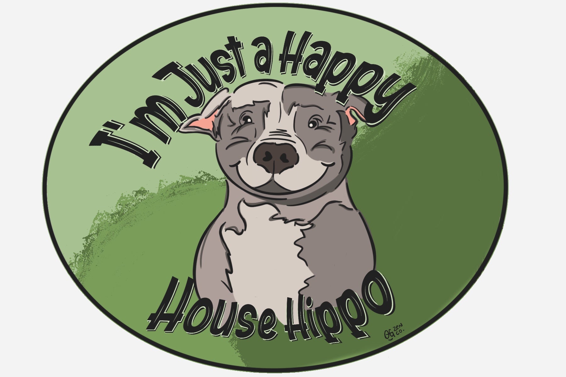 Matte Sticker for Dog Lovers - “Happy House Hippo”