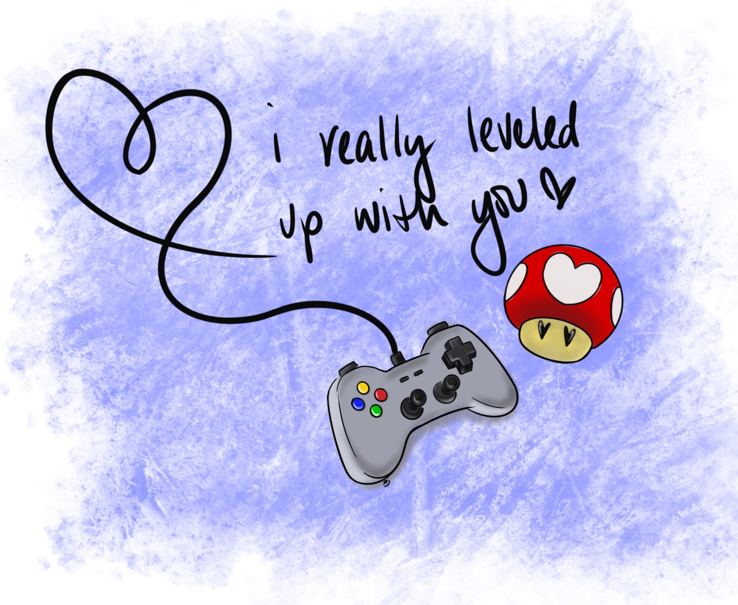 Super Mario/Nintendo Card - “I Really Leveled Up With You” - Blank Inside