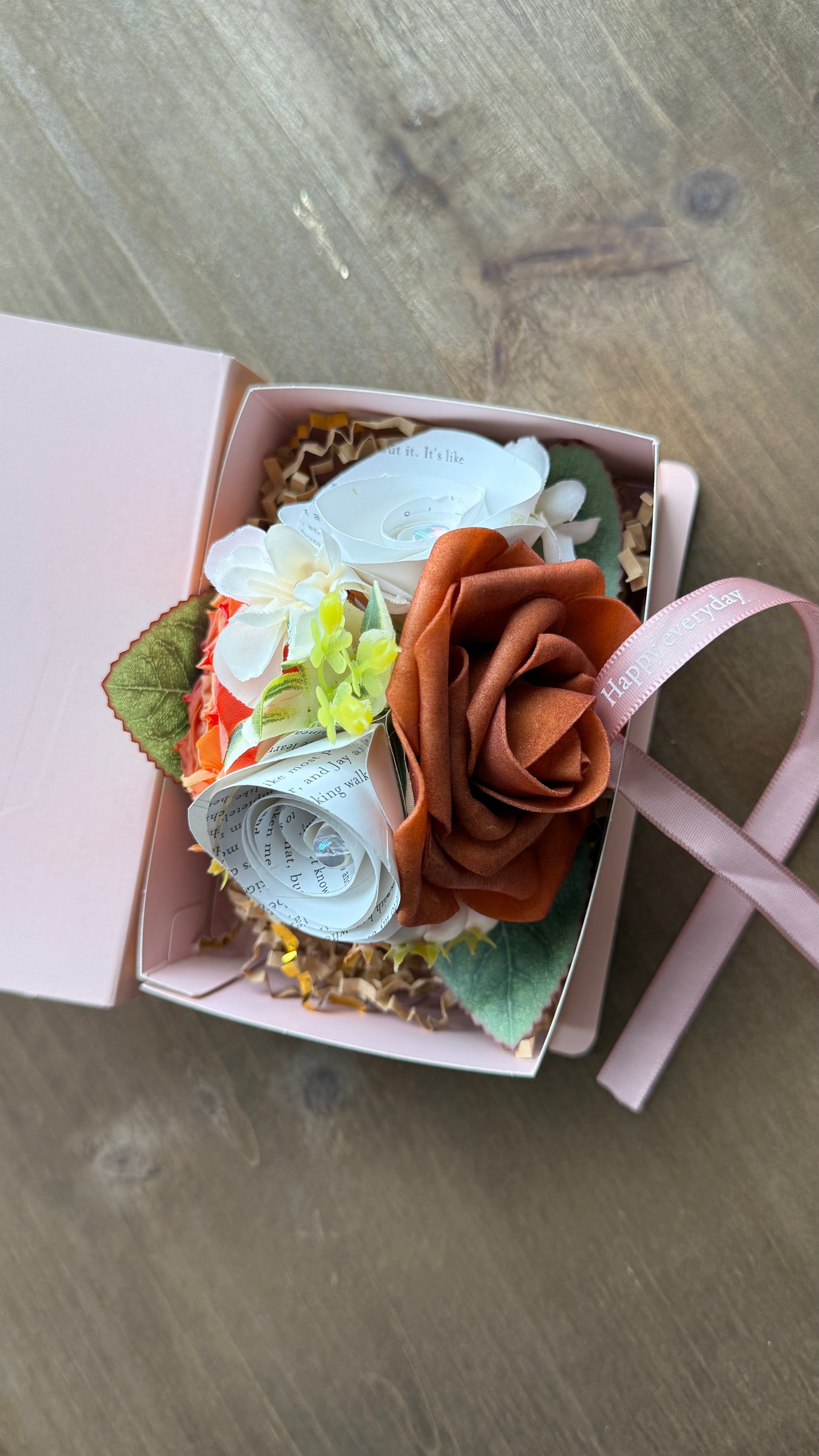 Handmade Literary Wrist Corsage and Boutonnière / Pocket Square| Recycled Book Page Flowers with Terracotta & Pearl Bracelet | Unique Prom, Homecoming & Bridesmaid Accessory