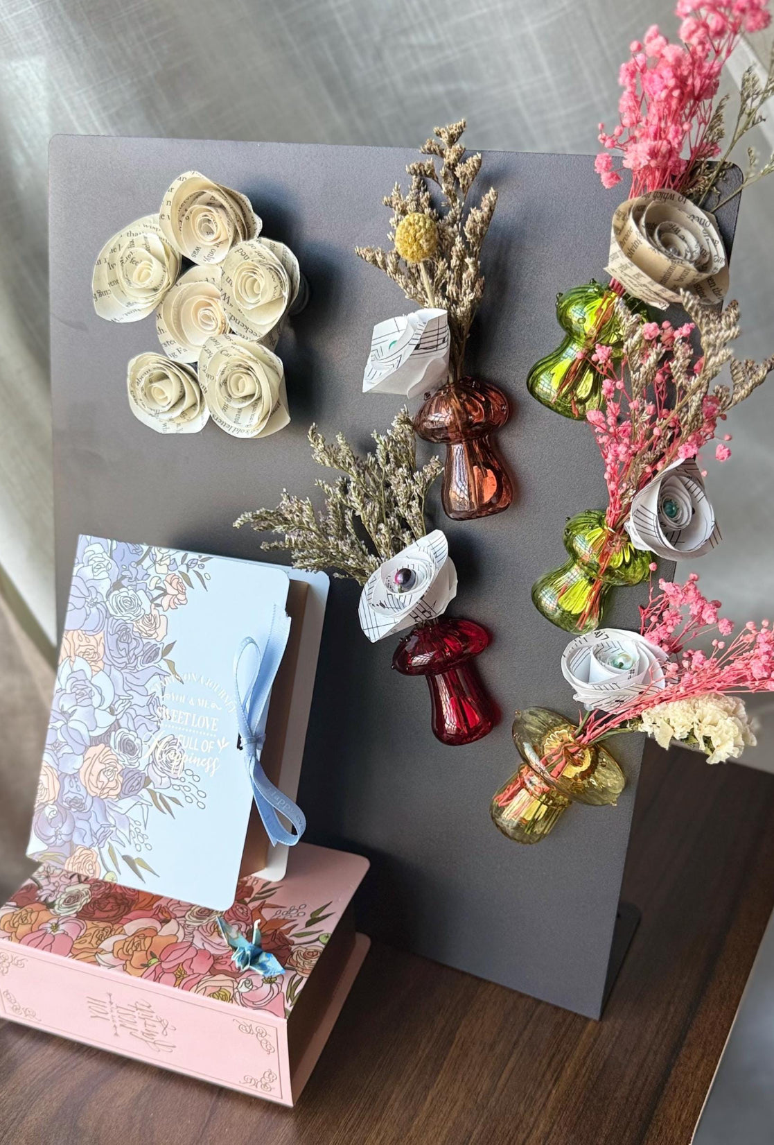 Mushroom Magnets + Book Bouquets