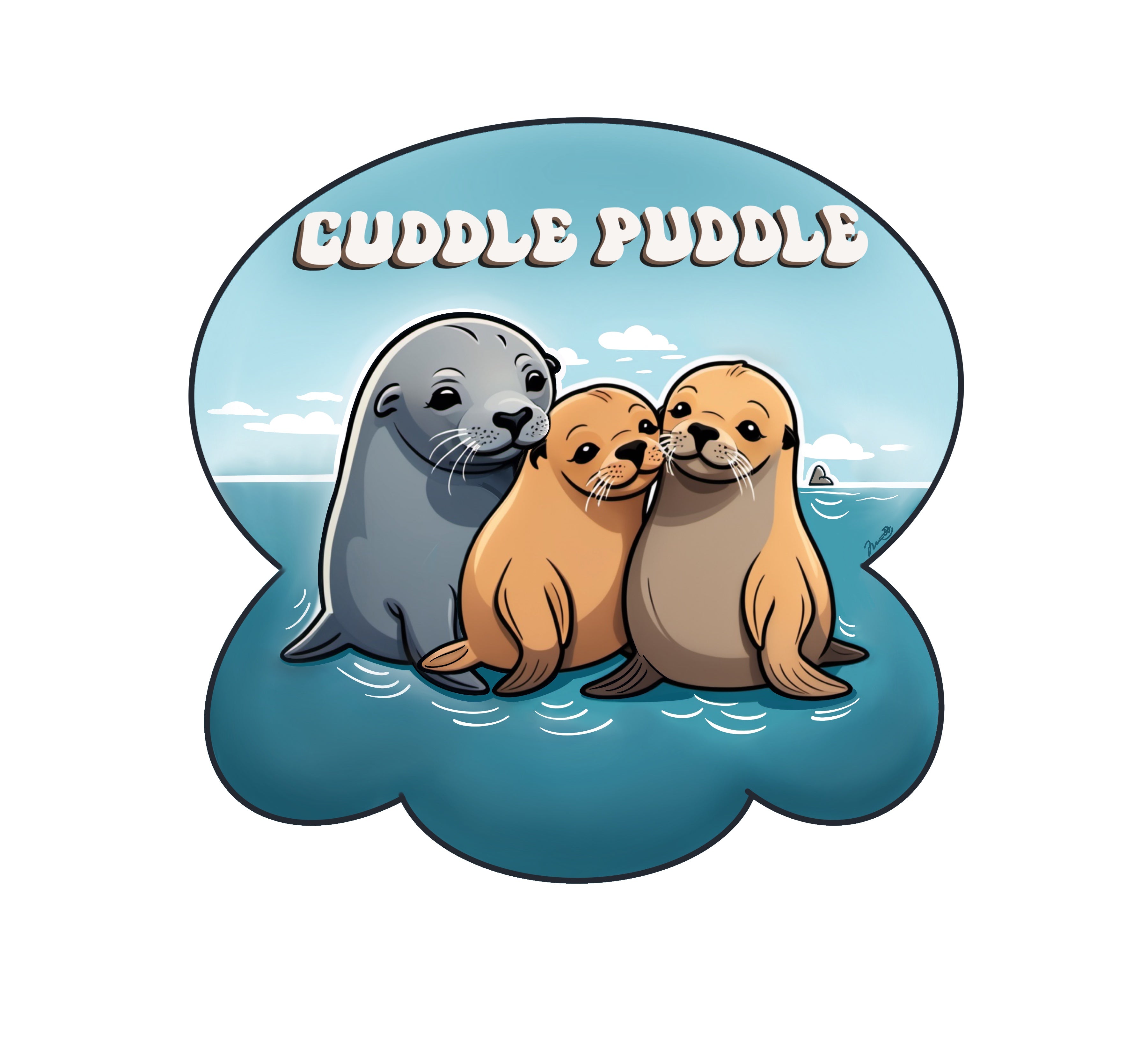 Vinyl Sticker with Seals Snugglin - “Cuddle Puddle”
