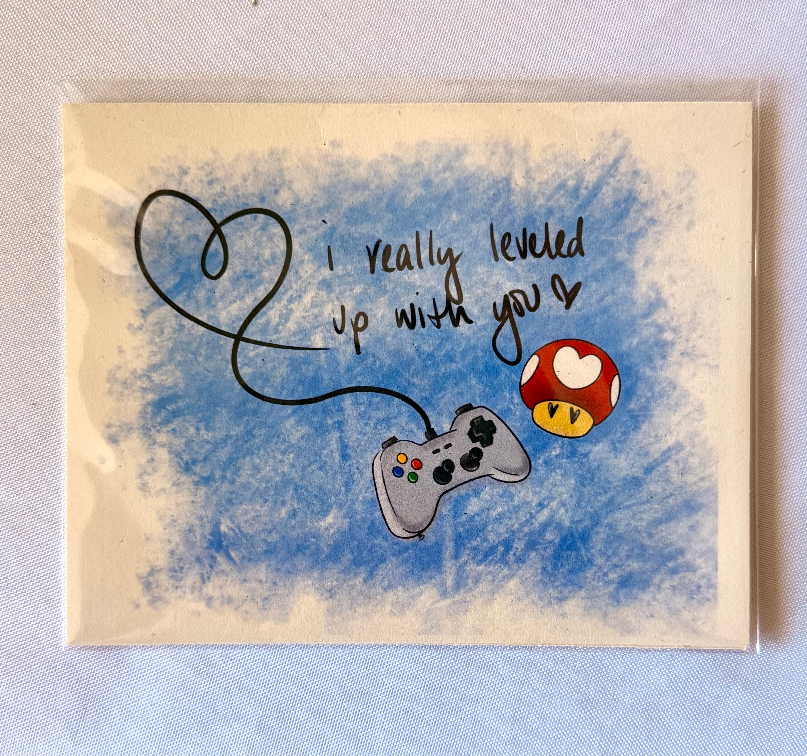 Super Mario/Nintendo Card - “I Really Leveled Up With You” - Blank Inside