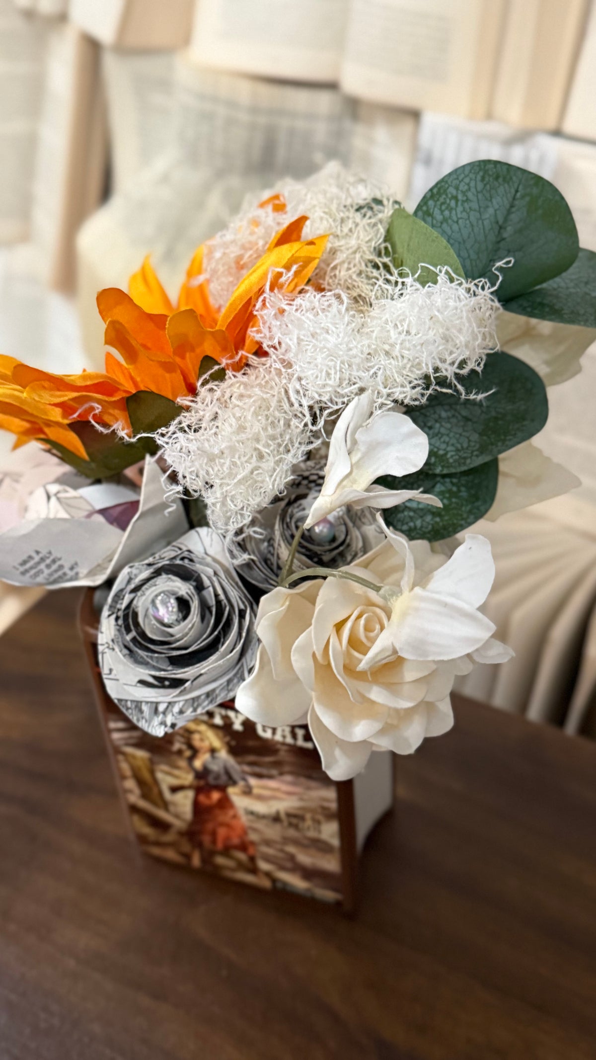 Funny Book Vase + Book Bouquet - “Anxiety Gal”