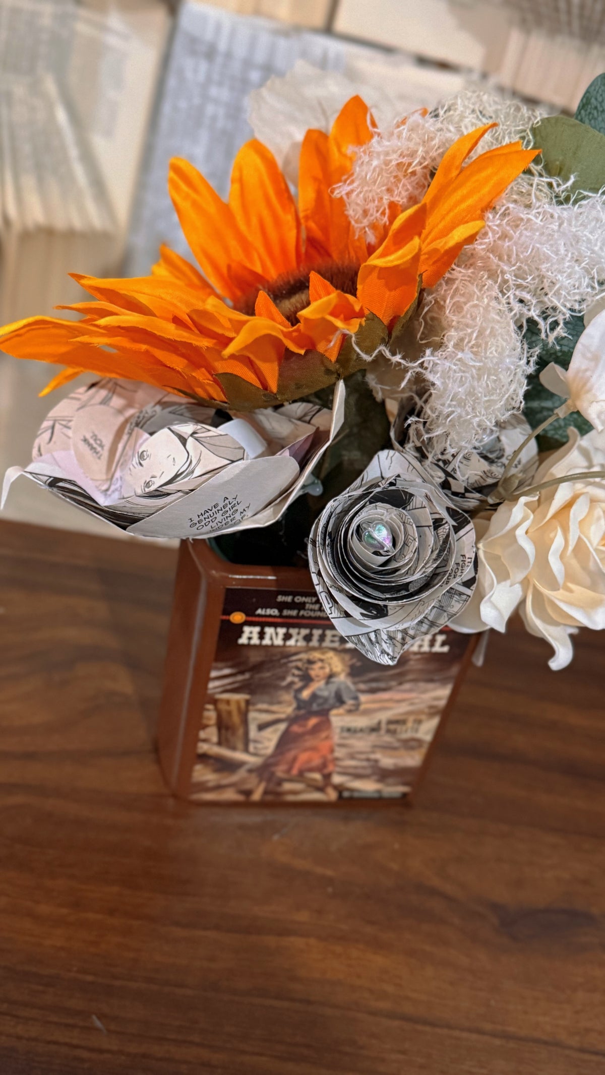 Funny Book Vase + Book Bouquet - “Anxiety Gal”