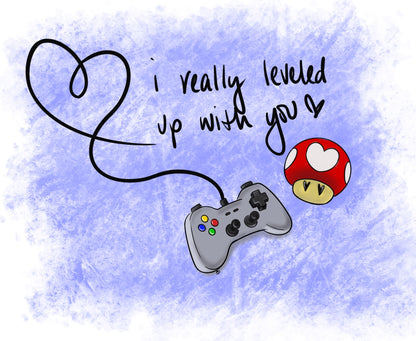 Super Mario/Nintendo Card - “I Really Leveled Up With You” - Blank Inside