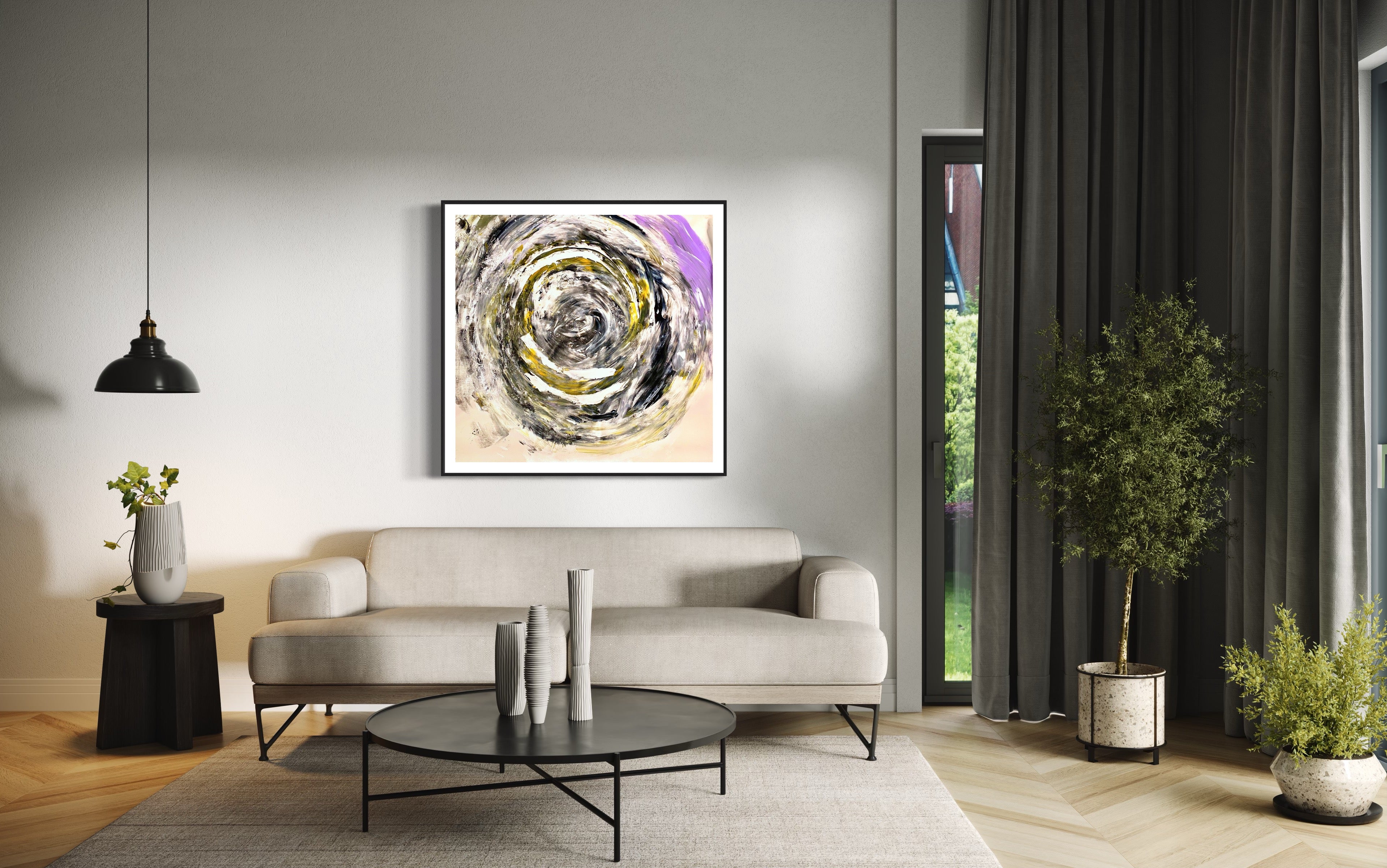 Zen Rose - Abstract Original Painting Framed
