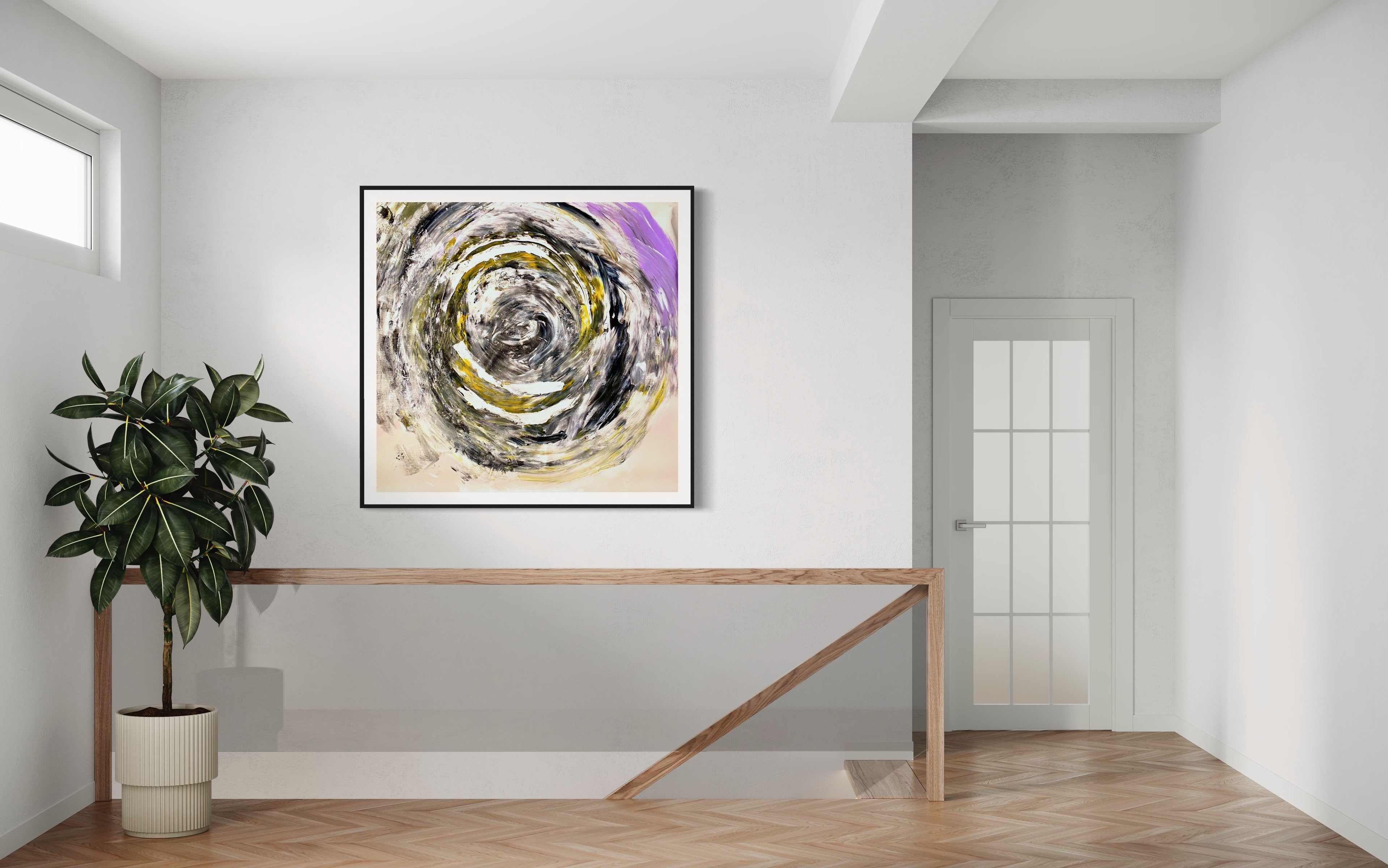 Zen Rose - Abstract Original Painting Framed