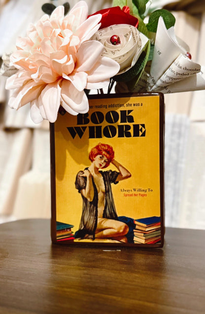 Book Vase Bouquet – Handmade Ceramic Container, Spicy Romance Reader Gift