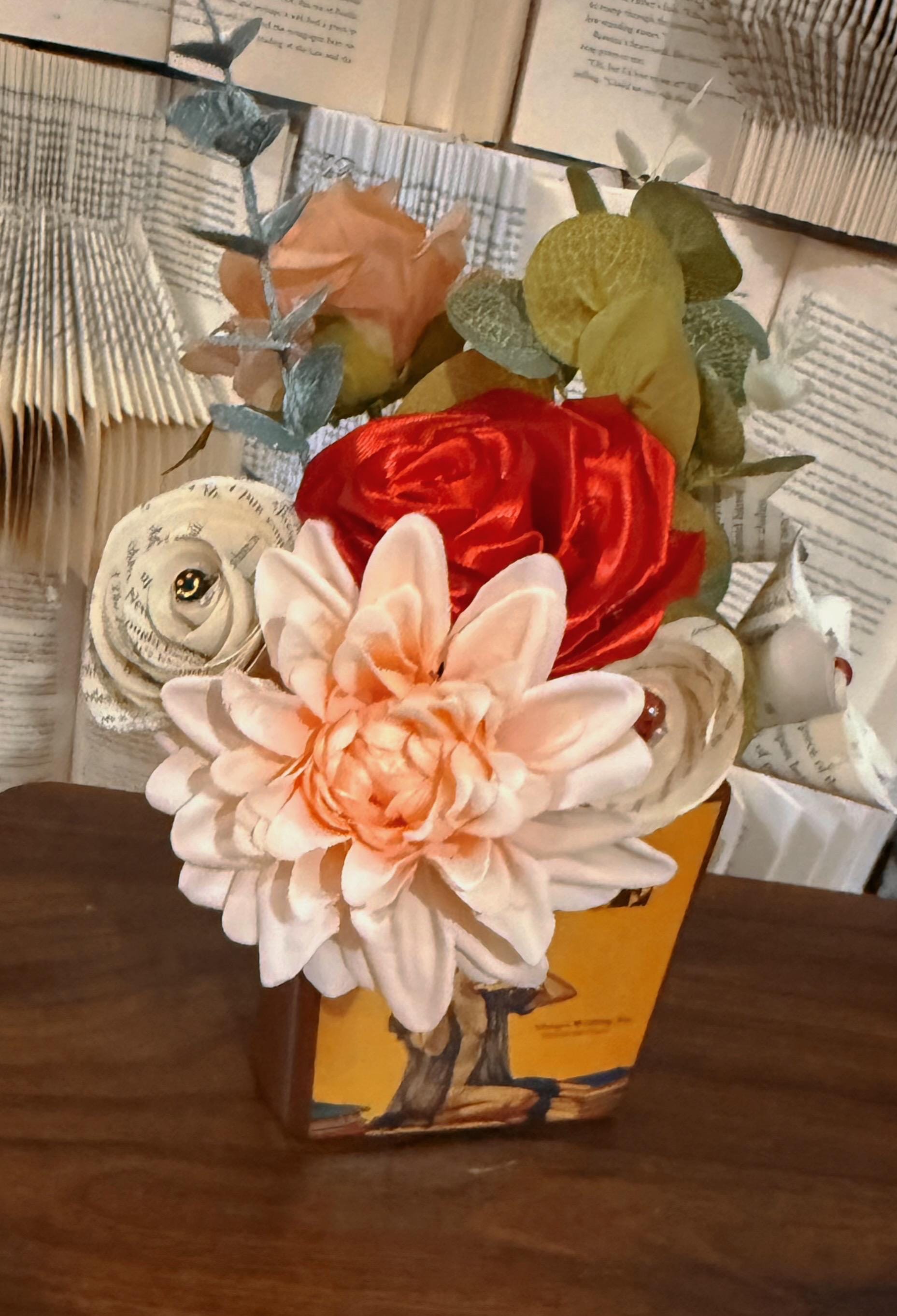 Book Vase Bouquet – Handmade Ceramic Container, Spicy Romance Reader Gift